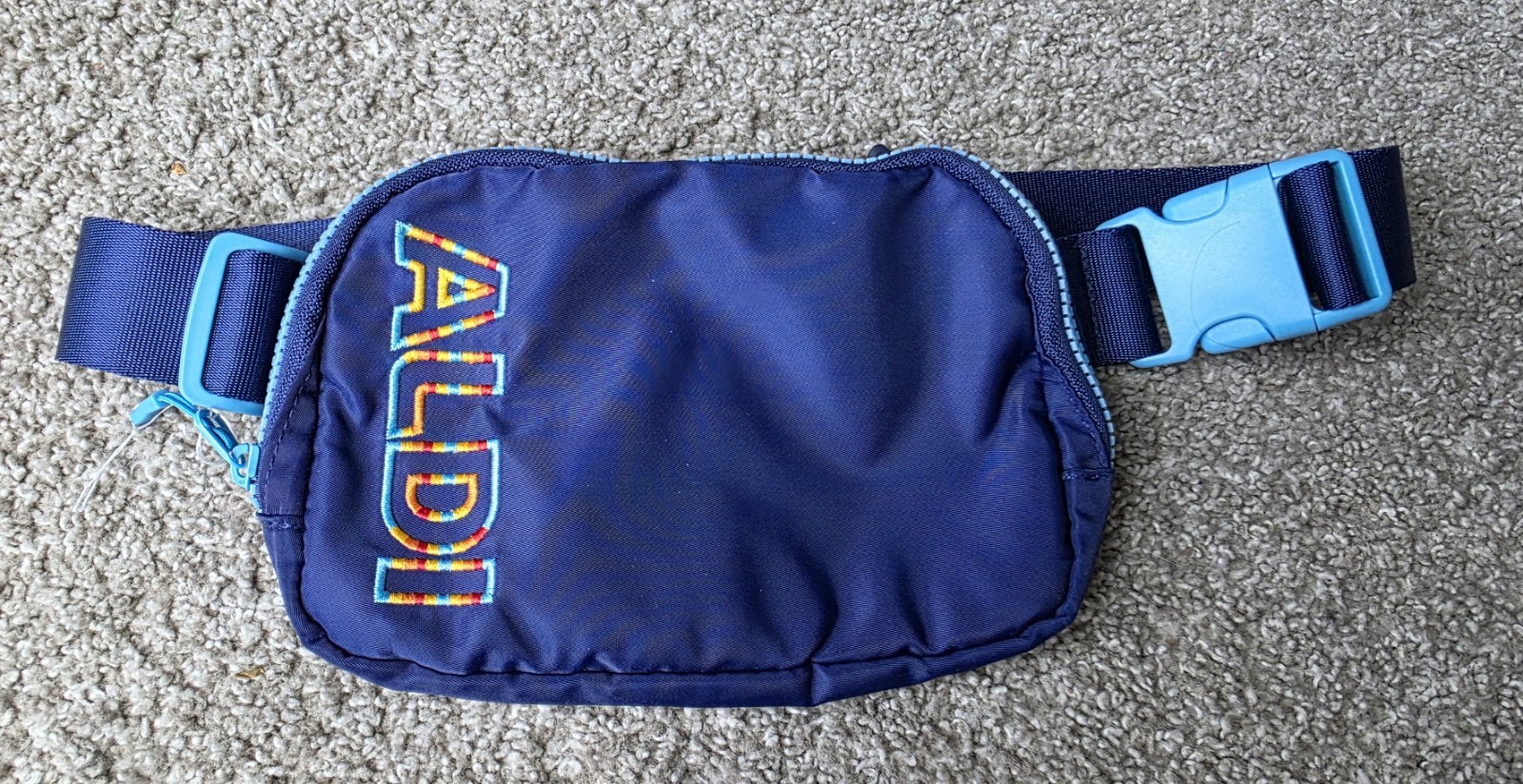 NWOT Aldi Navy Gear Belt With Rainbow Embroidery And Adjustable Strap.