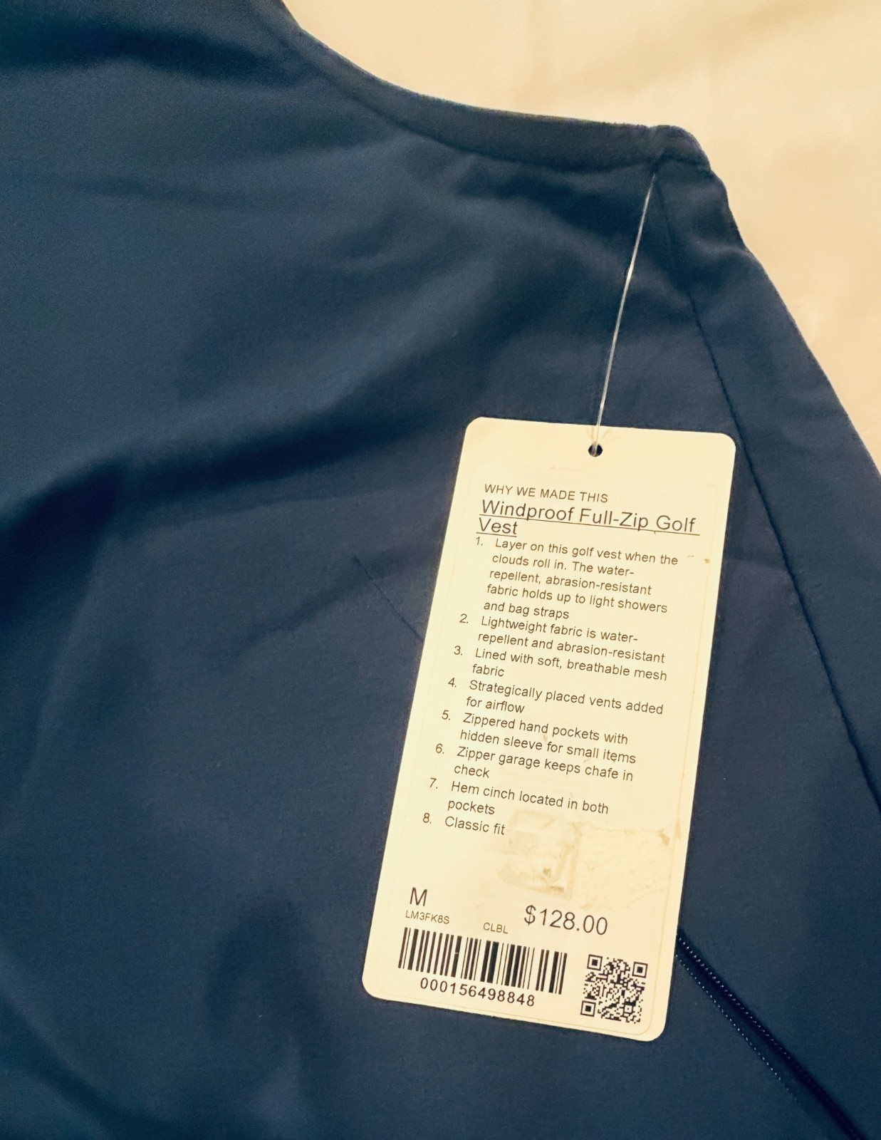 New W/tags! Lululemon Windproof Full Zip Golf Vest CLBL Blue Men’s Size M