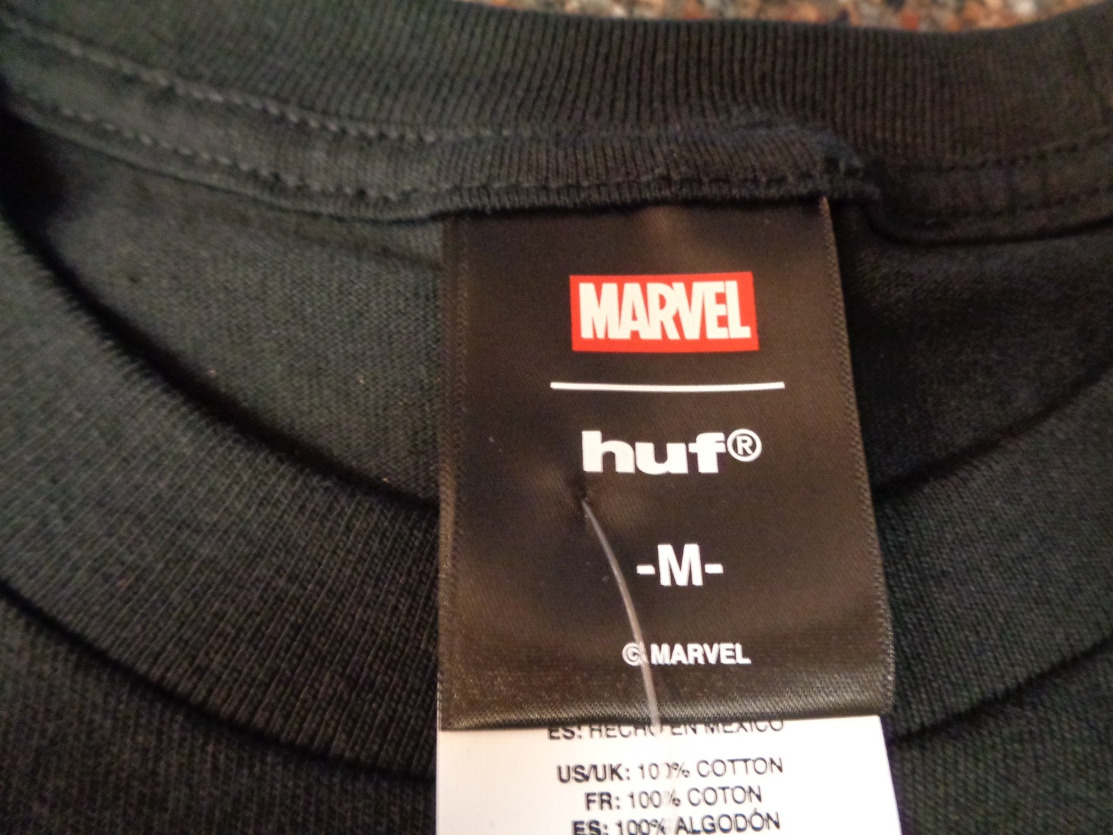 HUF x Marvel Spider-Man Arachknight Black T-Shirt Adult Medium Gold Foil New NWT
