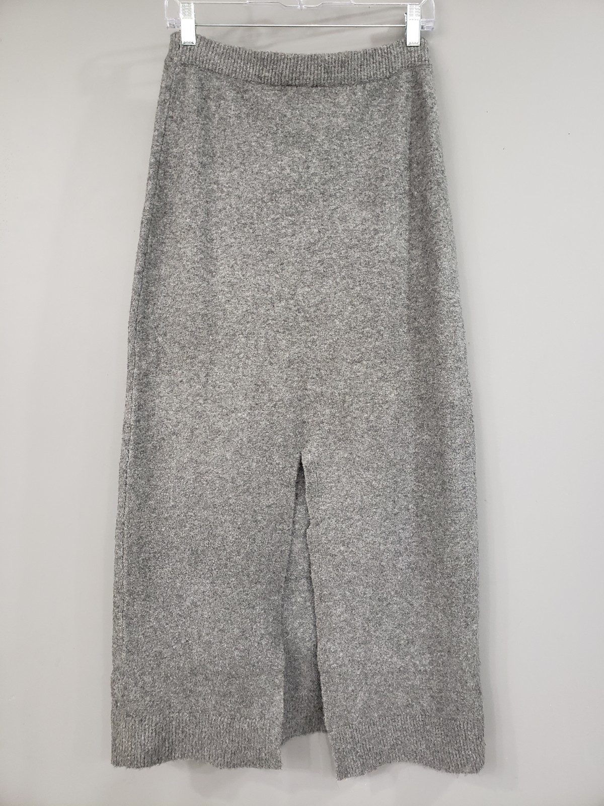 EXPRESS Long Maxi Gray Back Slit Elastic Waistline Wool Blend Skirt Old Money
