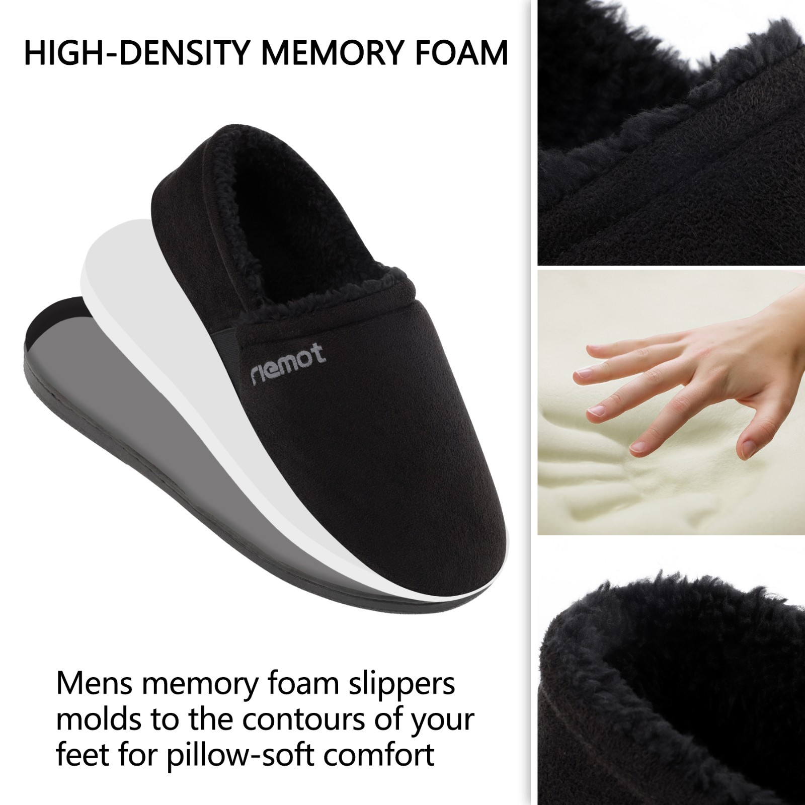 riemot Mens Moccasin Slippers Winter Soft Memory Foam House Shoes Warm Slipon