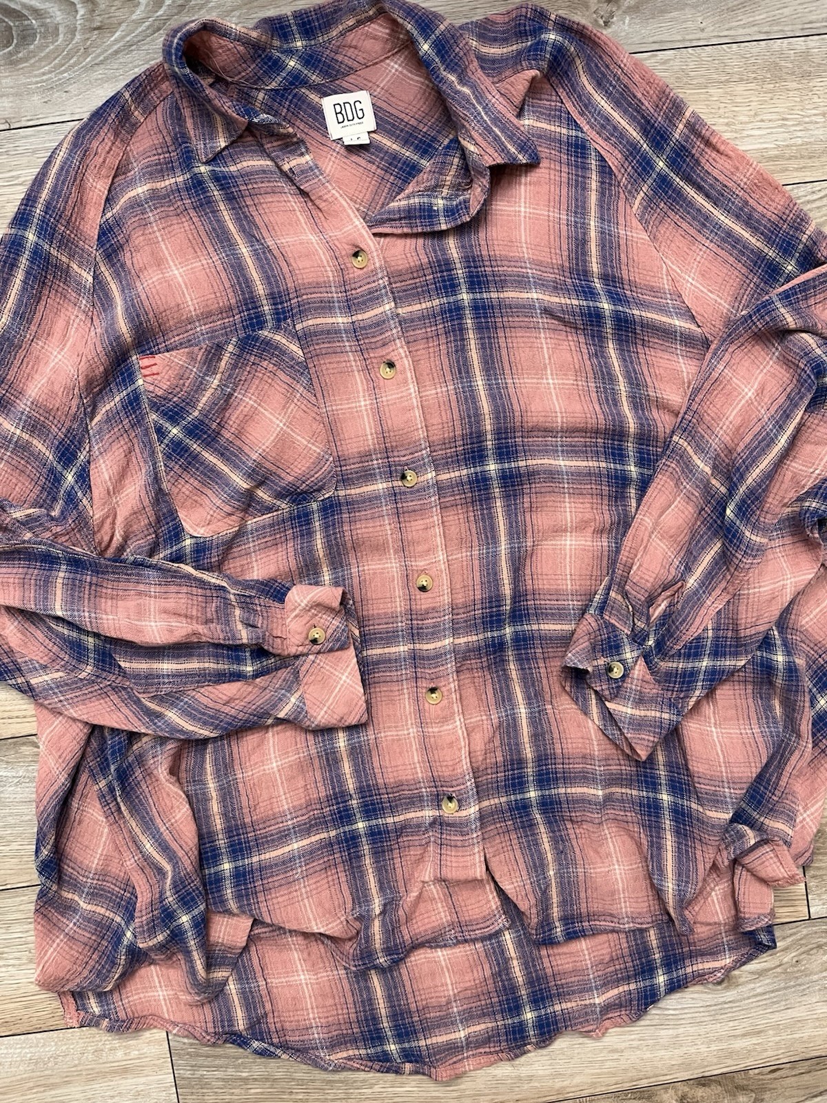 BDG Flannel Blouse Size Large