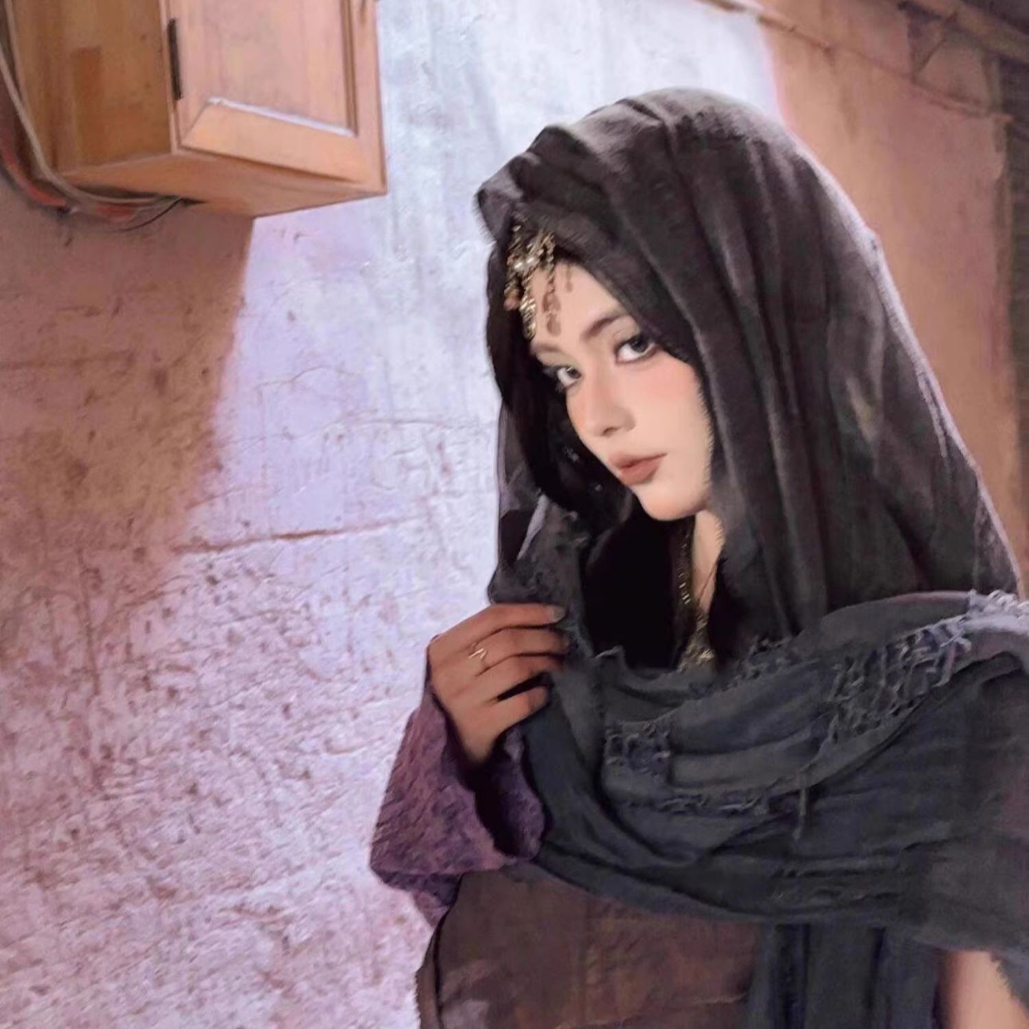 Desert Style Cotton Linen Scarf Shawl Wrap Long Head Cover for Travel Costume