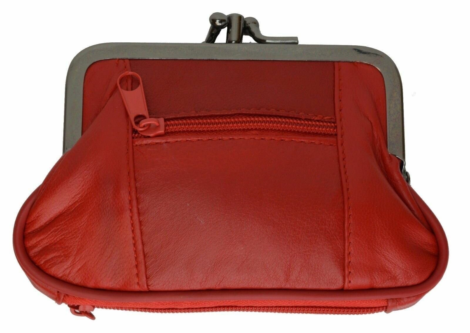 WOMEN’S COIN PURSE SIZE DOUBLE FRAME WITH 2 ZIPPER CHANGE PURSE 5″ x 3 3/16″