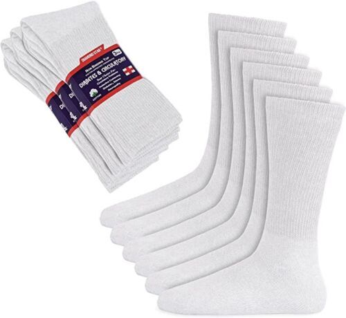 12 Pairs Diabetic Crew Socks Men Women Health Circulatory Size 9-11 10-13 13-15