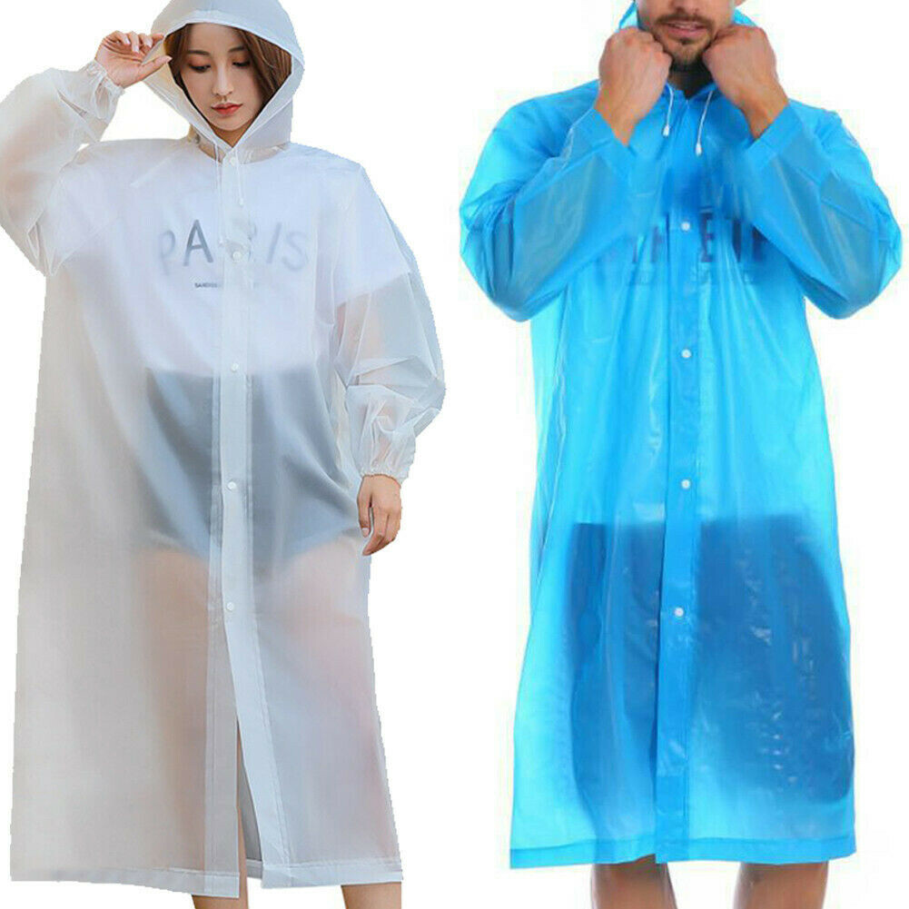 Women Men Adults Waterproof Jacket Raincoat Rain Coat Hooded Poncho Rainwear NEW