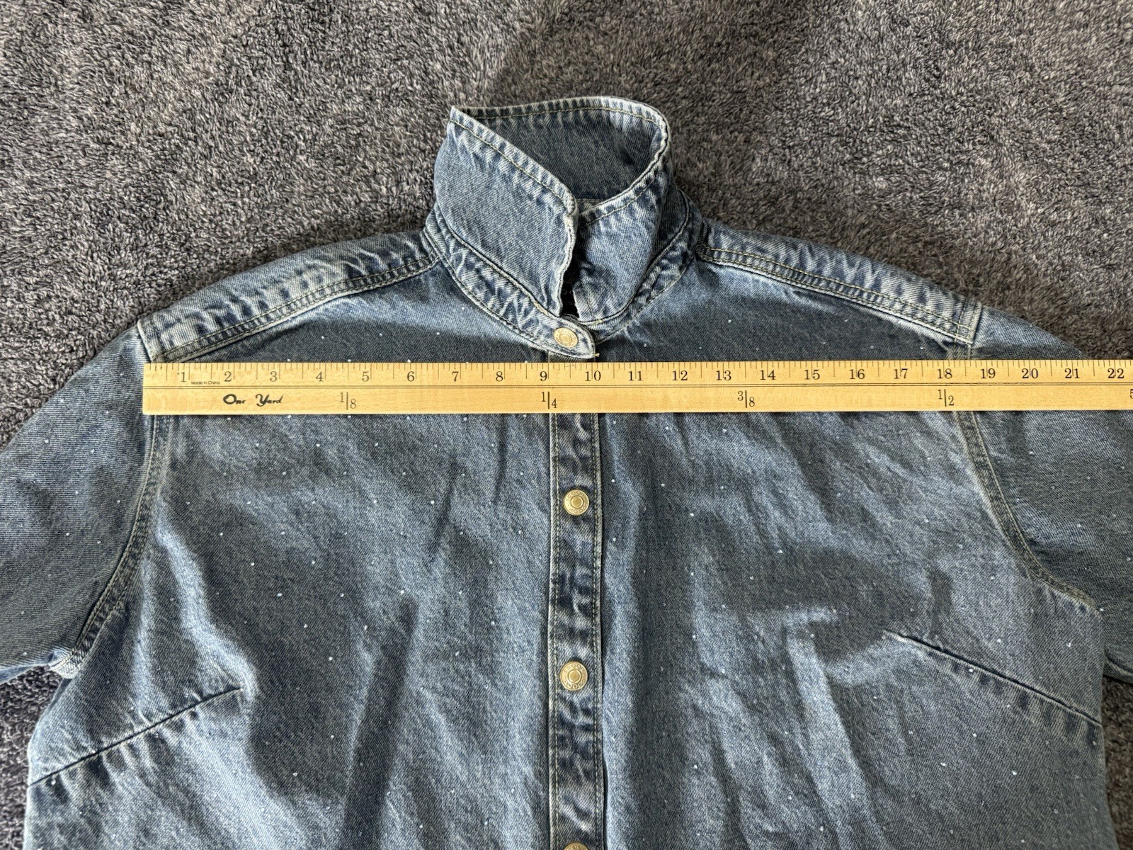 Scoop Rhinestone Embellished Cotton Denim Shirt Long Sleeve XS (fit size 10)NWOT