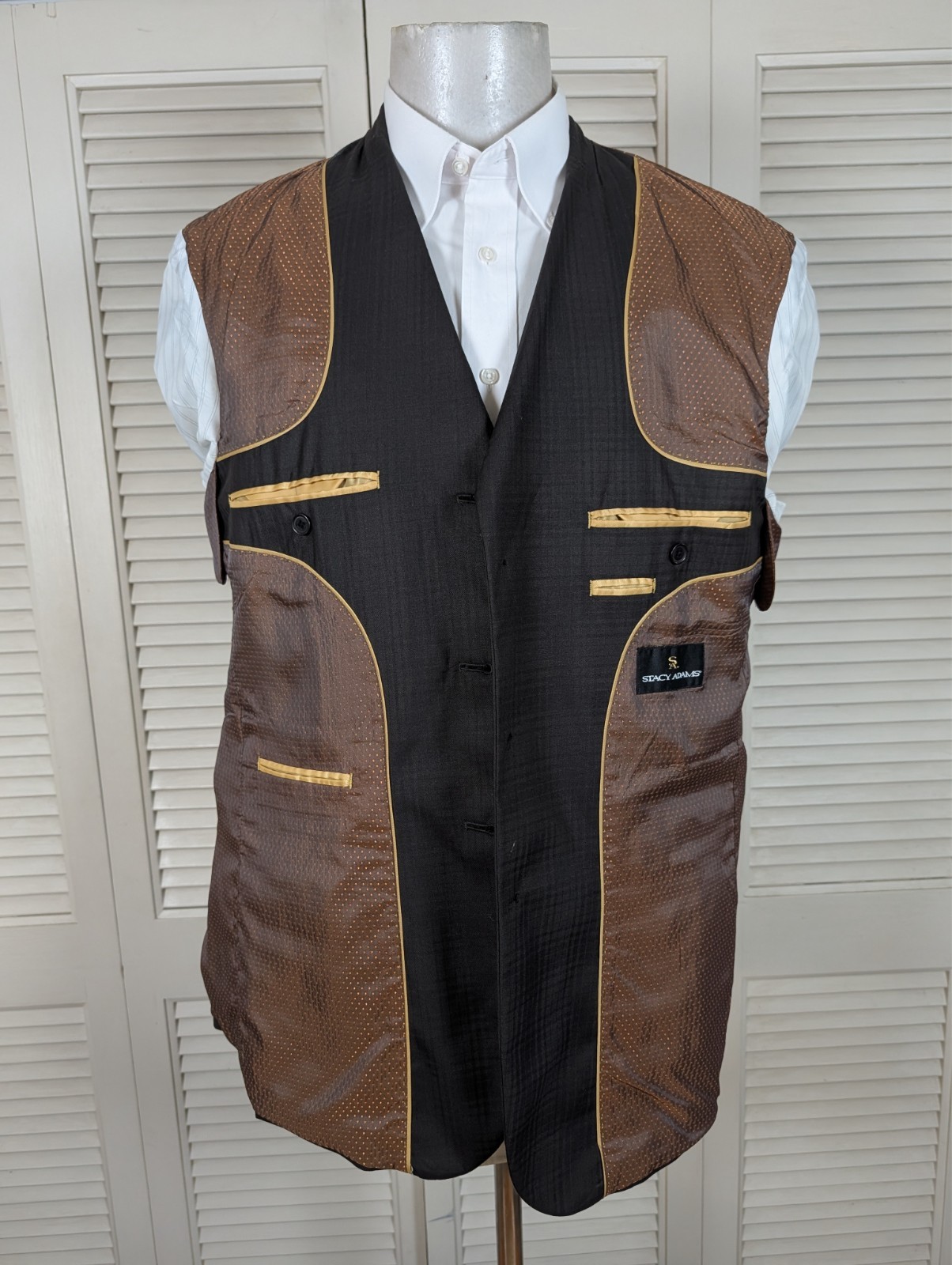 Stacy Adams 2 Piece Suit Mens 40R Pants 34×30 Brown Check 3 Button Front