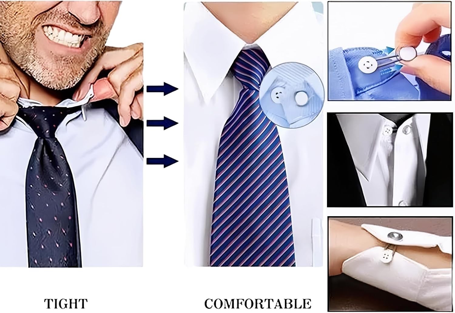 Metal Collar Neck Waist Extender Expander Buttons for Men Dress Shirt Pants Lot