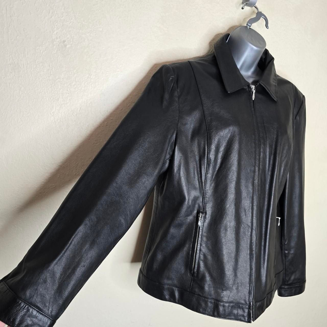 Wilsons Leather Maxima Black Genuine Leather Moto Jacket