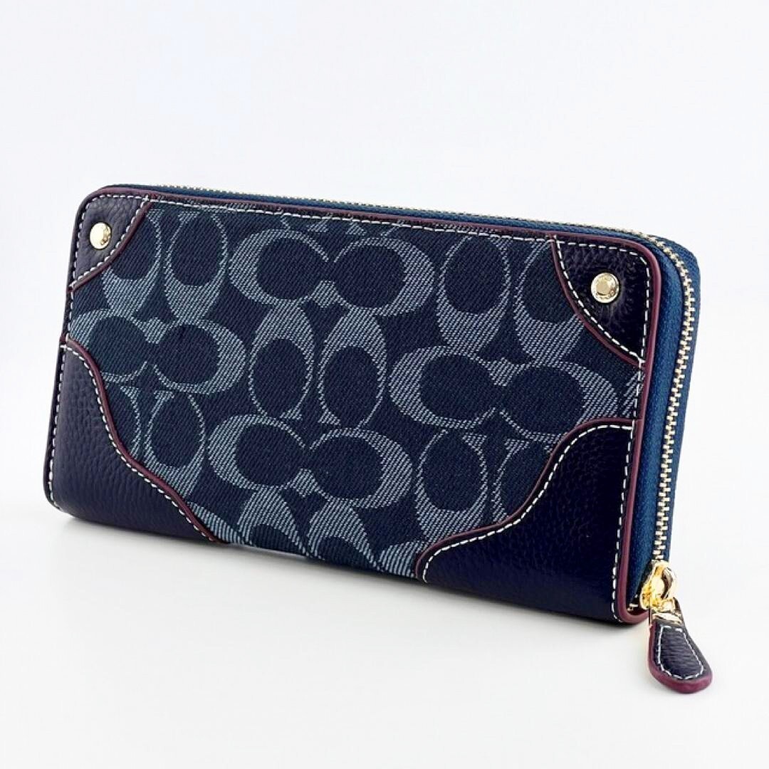 COACH Long Zip Around Wallet Signature Denim F53769 outlet New with Box
