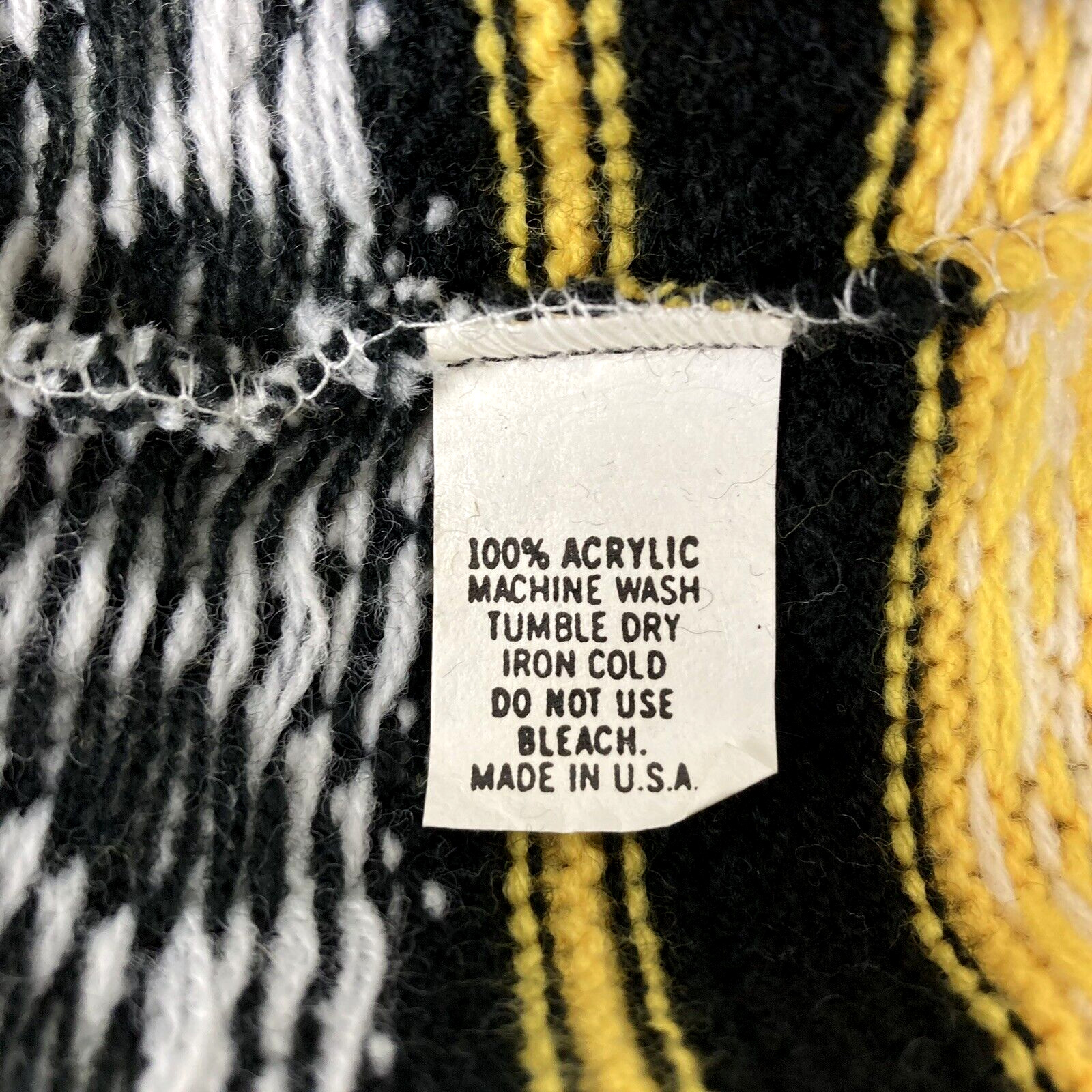 Vtg World Trade Knits Fair Isle Sweater Mock Neck Women’s S Acrylic Yellow Black