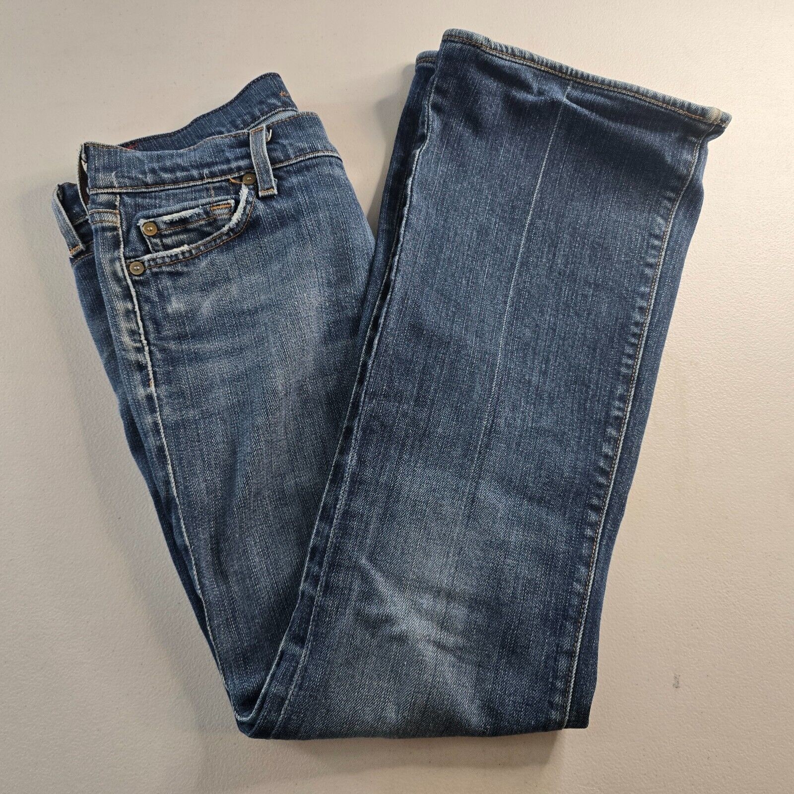 7 For All Mankind Jeans Women’s 28 Blue Flare Medium Wash Slight Distress