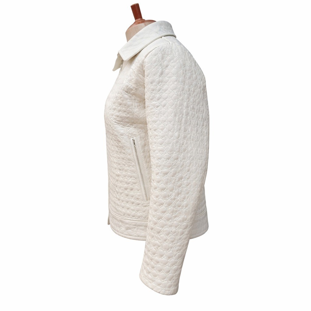 Men’s White Crocodile Texture Leather Jacket Zip Up Fashion Biker Coat.