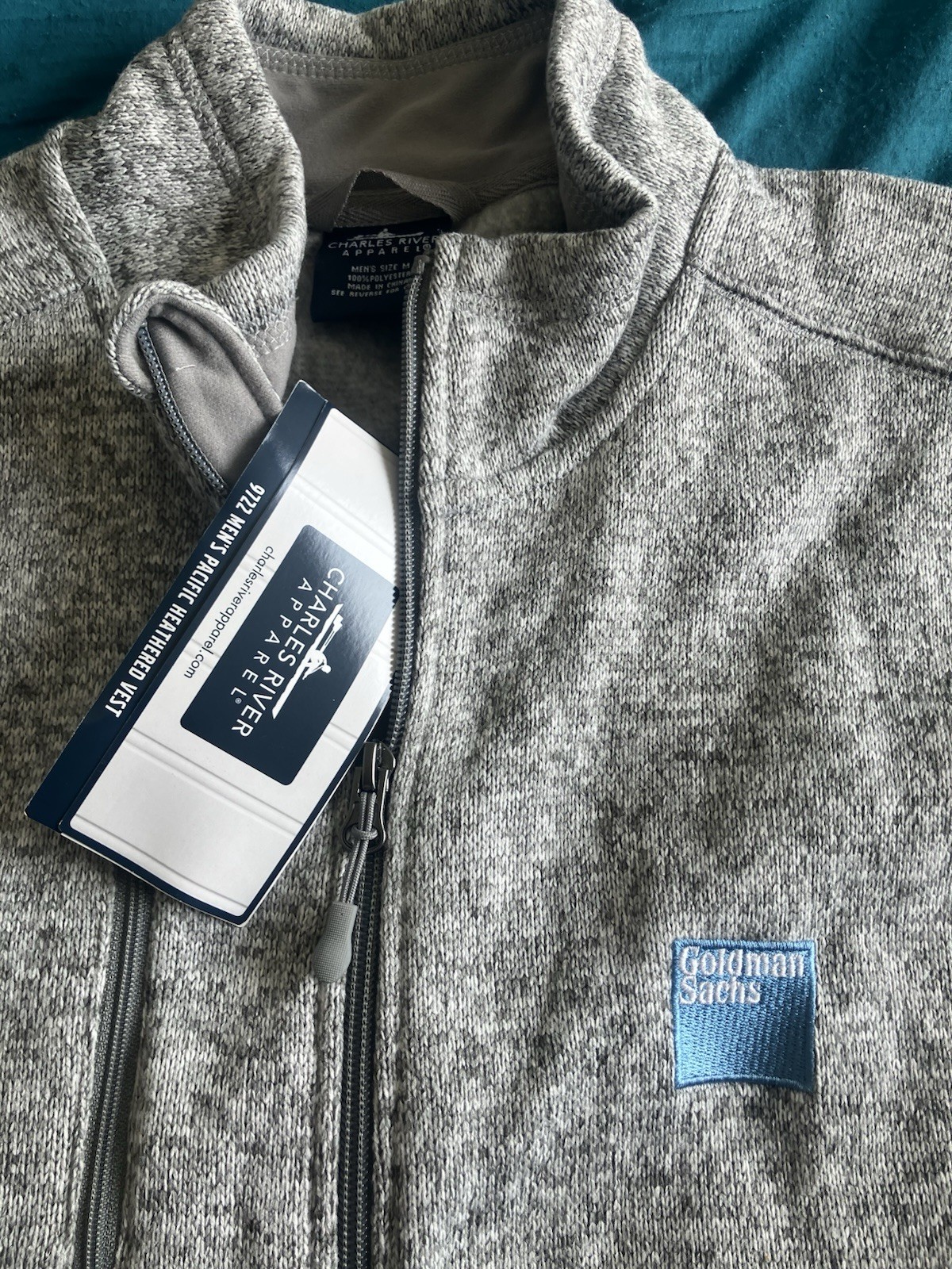 NWT Goldman Sachs *RARE* Heather Grey Charles River Fleece Vest Men’s M