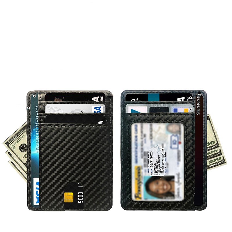 For Men Leather Wallet RFID Blocking Slim Flat Wallet Card Case ID Card Holder