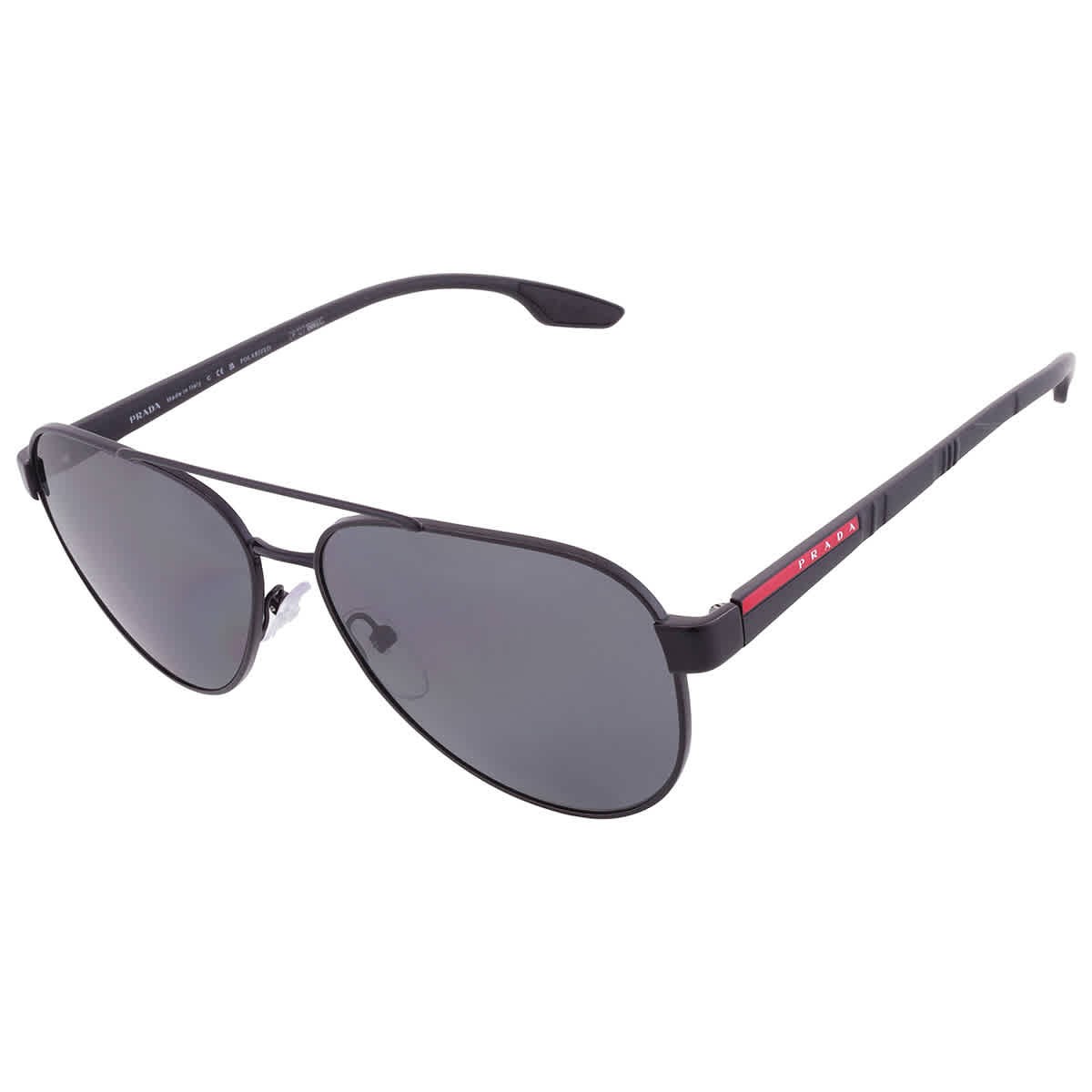 Prada Linea Rossa Polarized Grey Pilot Men’s Sunglasses PS 54TS 1AB5Z1 58