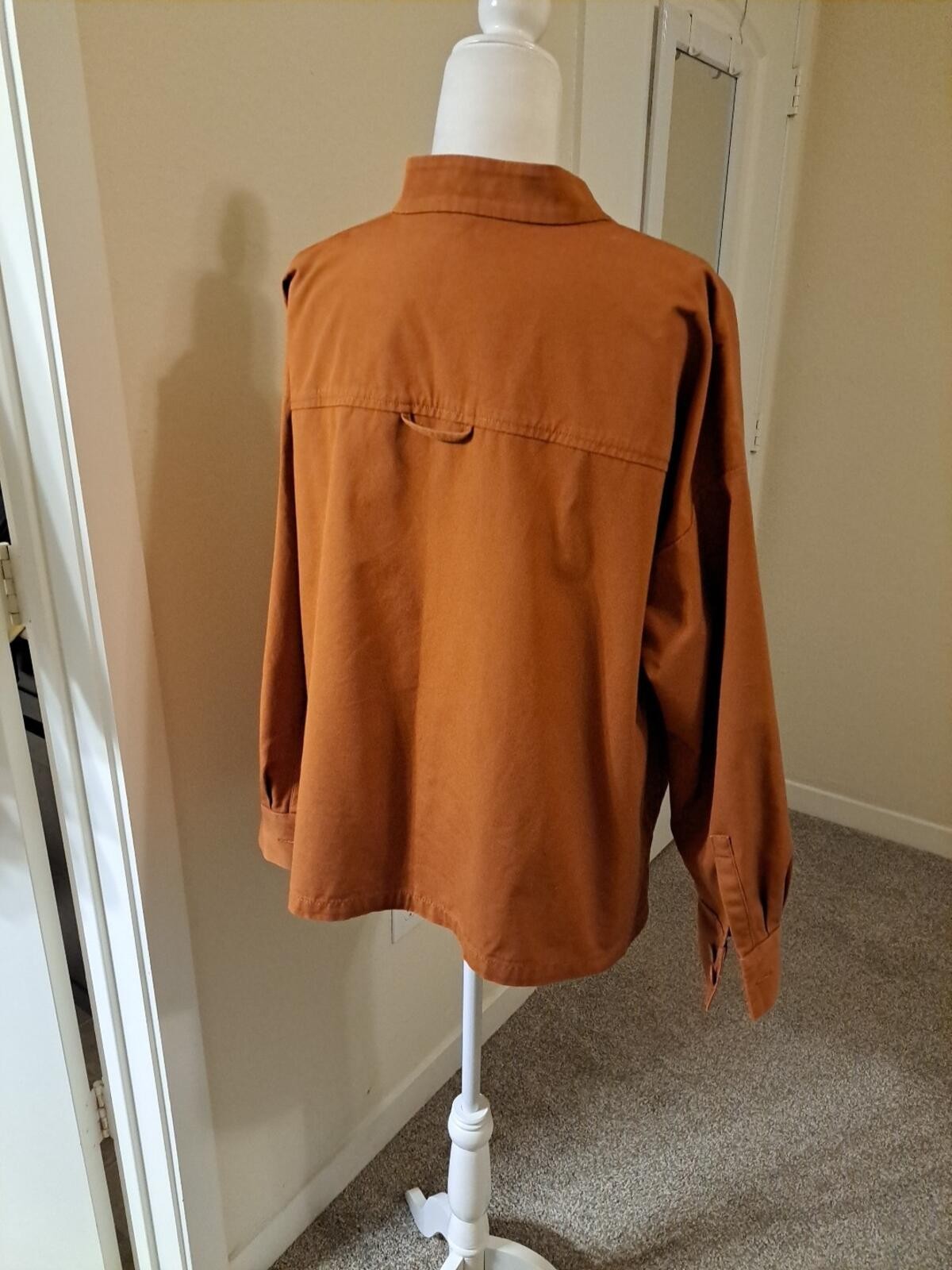 Eileen Fisher Terracotta Mandarin Collar Orga.Cotton L EUC Returns Accepted