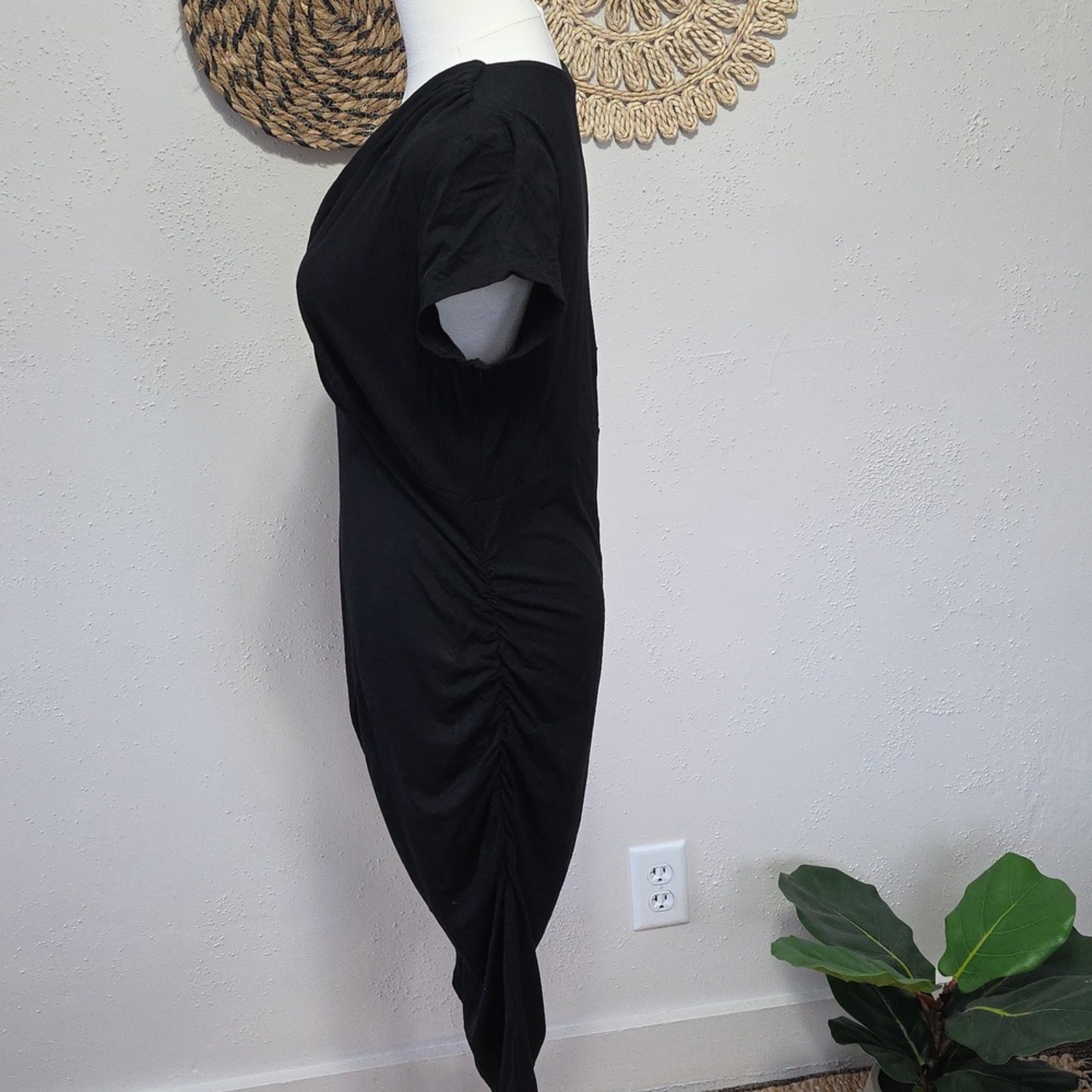 Phistic Little Black Wrap Bodycon Dress Womens L NWT Capsule Neutral Layering