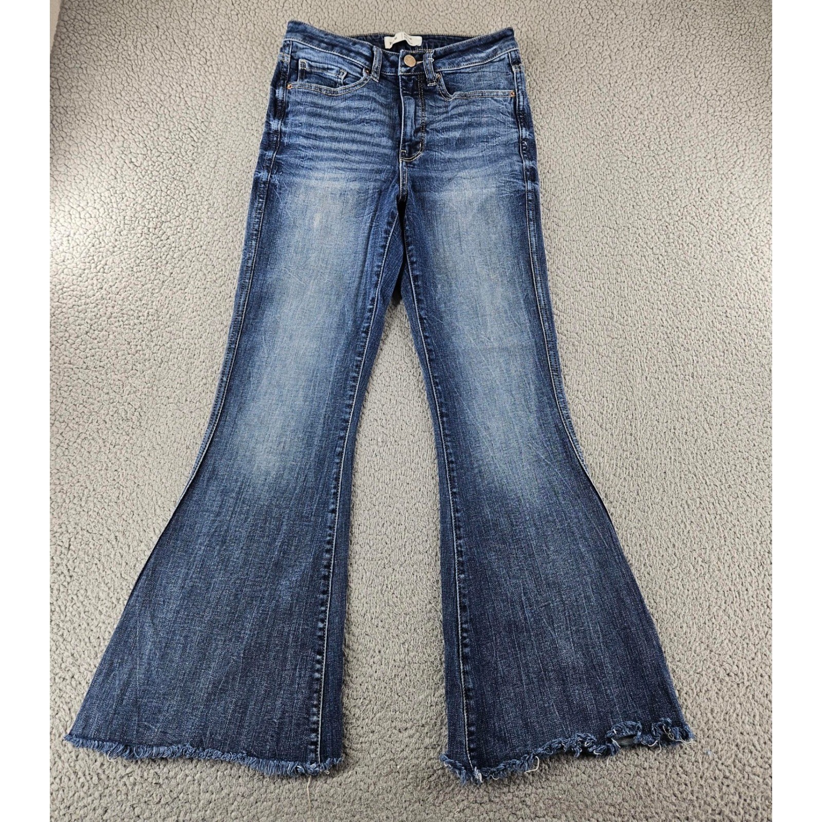 BKE Billie Jeans Womens 28 Blue Slim Fit High Rise Super Flare Distressed Jeans