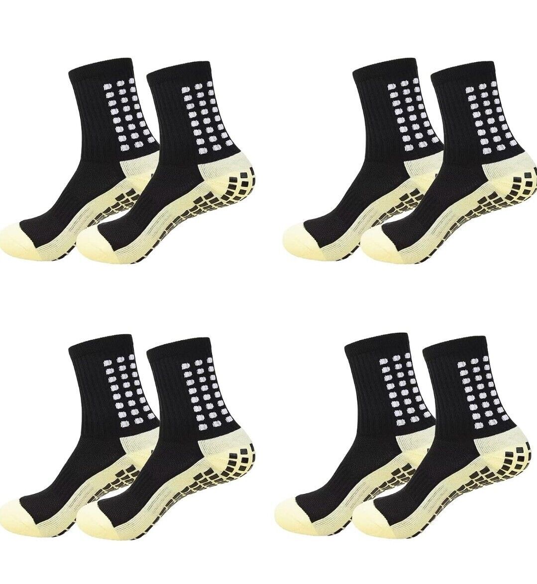 4 Pair Sport Socks Anti Slip W/ Grip Soccer Men Football Basketball Sock Premium