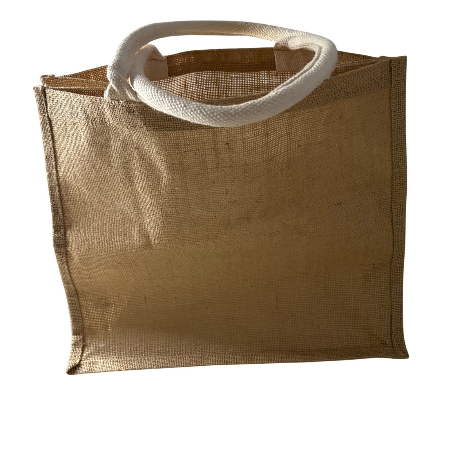 Natural Jute Burlap Tote Bag Eco Friendly Shopper with Rope Handles Tan ECH22A0S