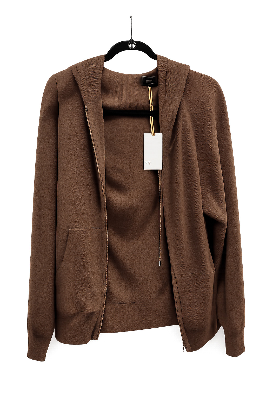 NWT Quince Mongolian Cashmere Full-Zip Hoodie Brown FREE SHIPPING