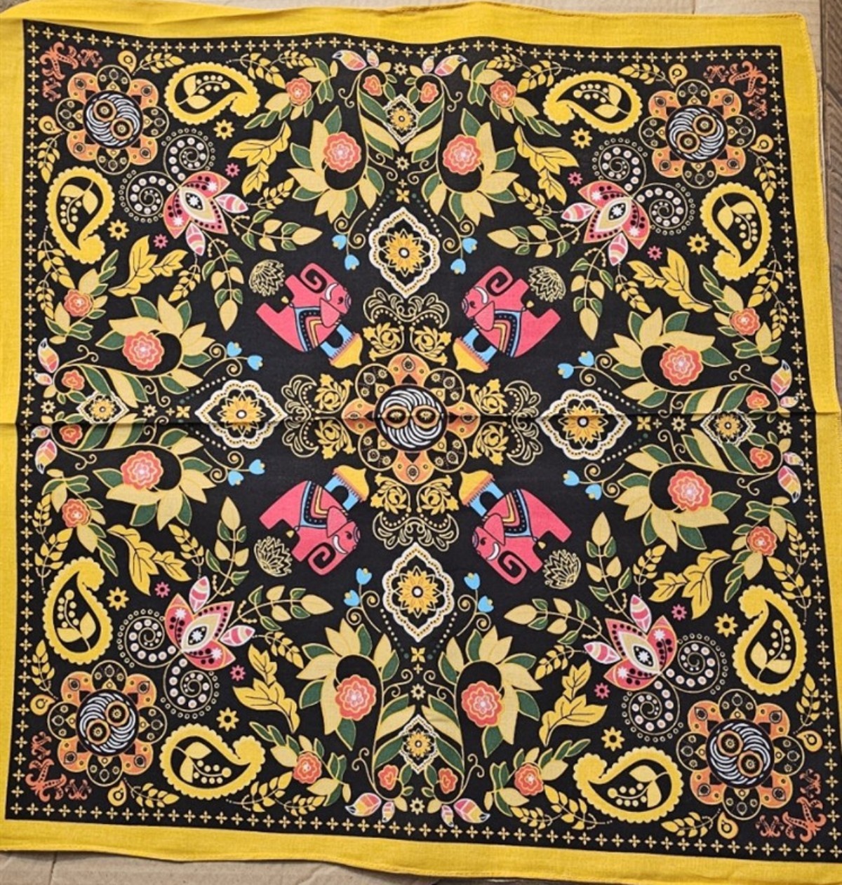 ELEPHANT FLOWER FLORAL PAISLEY COLORFUL BANDANA ( SET OF 3 BANDANNA )