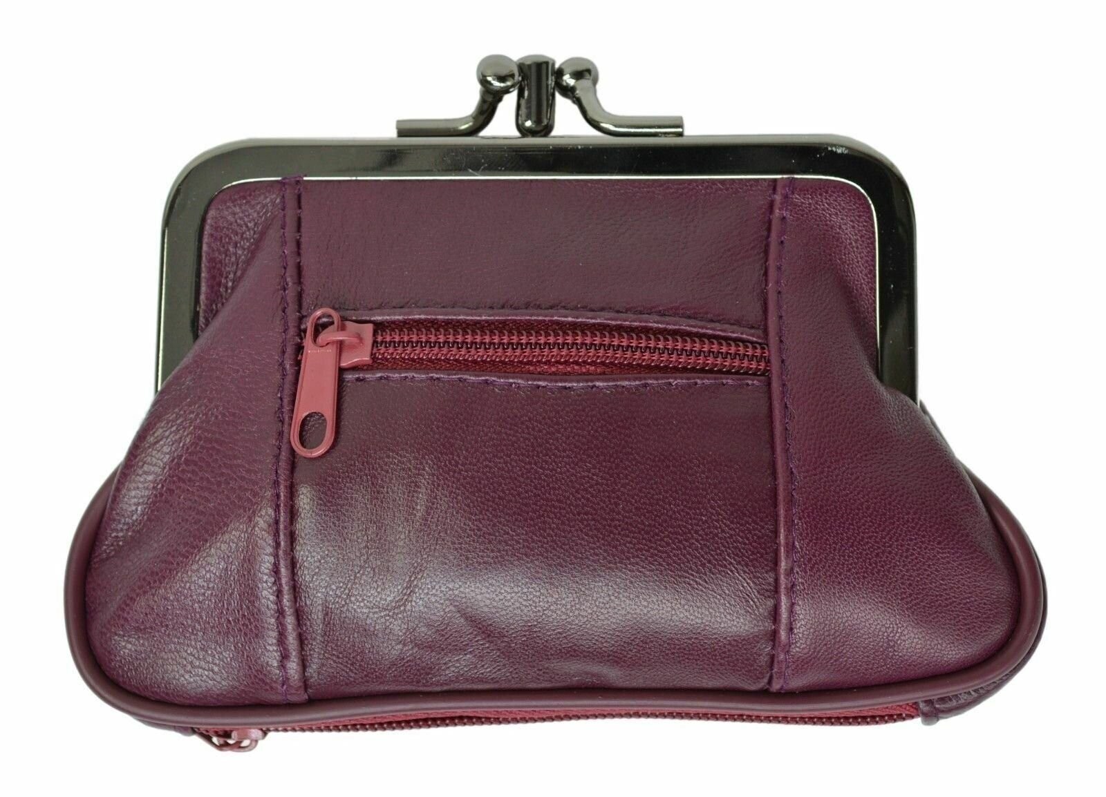 WOMEN’S COIN PURSE SIZE DOUBLE FRAME WITH 2 ZIPPER CHANGE PURSE 5″ x 3 3/16″