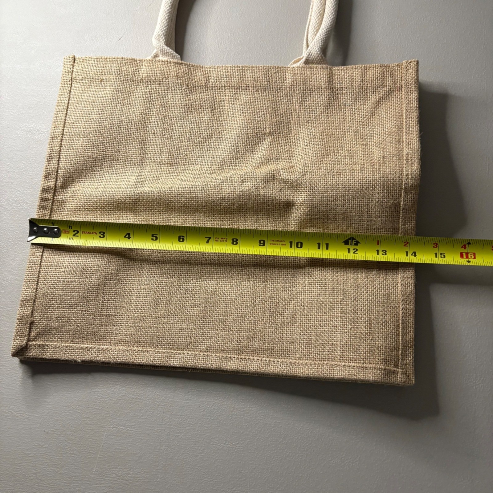 Natural Jute Burlap Tote Bag Eco Friendly Shopper with Rope Handles Tan ECH22A0S