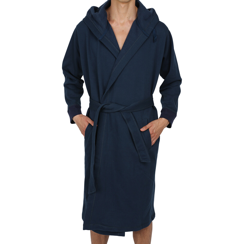 Men’s Cotton Hooded Robe-Bathrobe-Thick ( Sweatshirt Style Fabric ) USA Seller