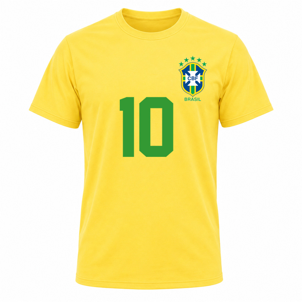Brazil Custom Name Number Soccer Shirt Yellow Football Tee Men Women Kids Family