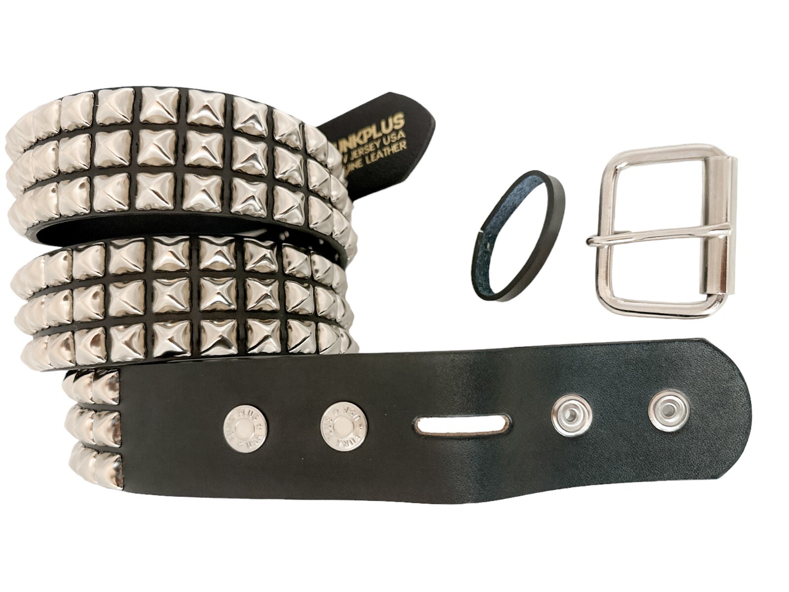 Three Row Pyramid Stud Belt Leather Handmade Studded Belt Punk Goth By Funk Plus