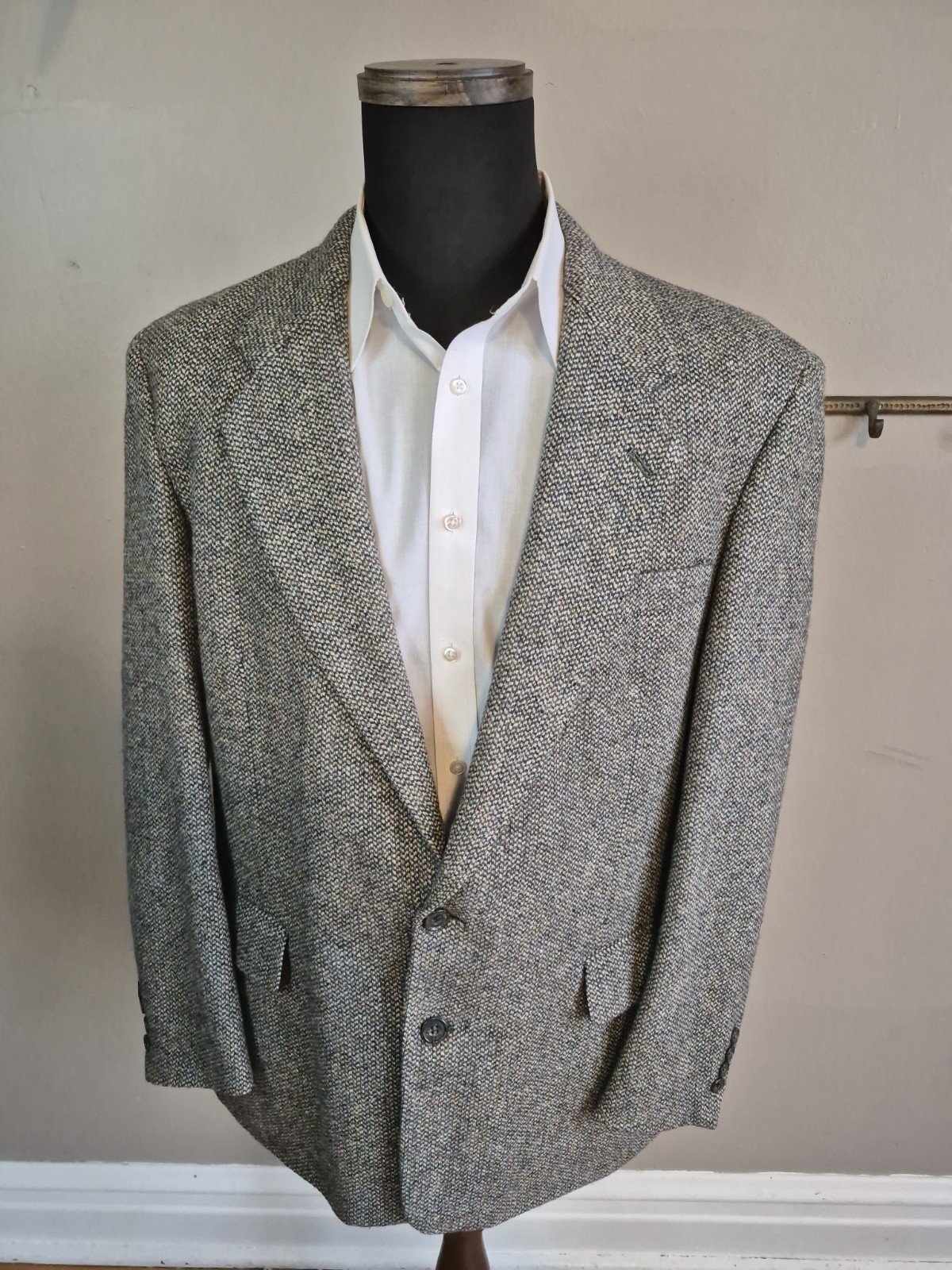 🇺🇸 Vtg Executive Collection Mens Sports Coat 43R Gray 2 Button Tweed