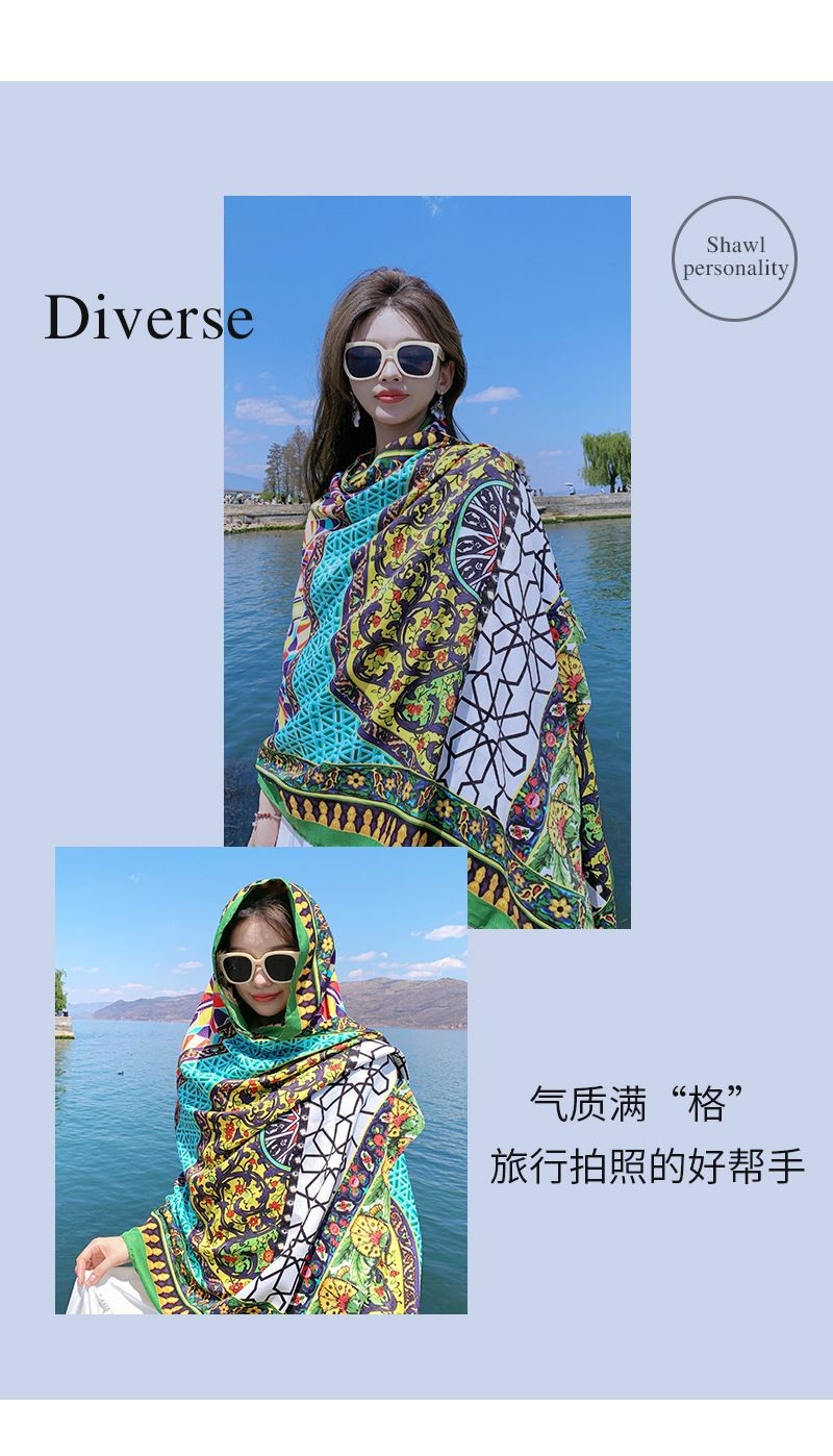 Boho Cotton Linen Scarf Wrap Large Shawl Sun Protection Beach Travel Cover Up
