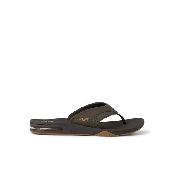 Reef Fanning Mens Flip Flops Olive Brown Bottle Opener Sandals Heel Airbag, 12