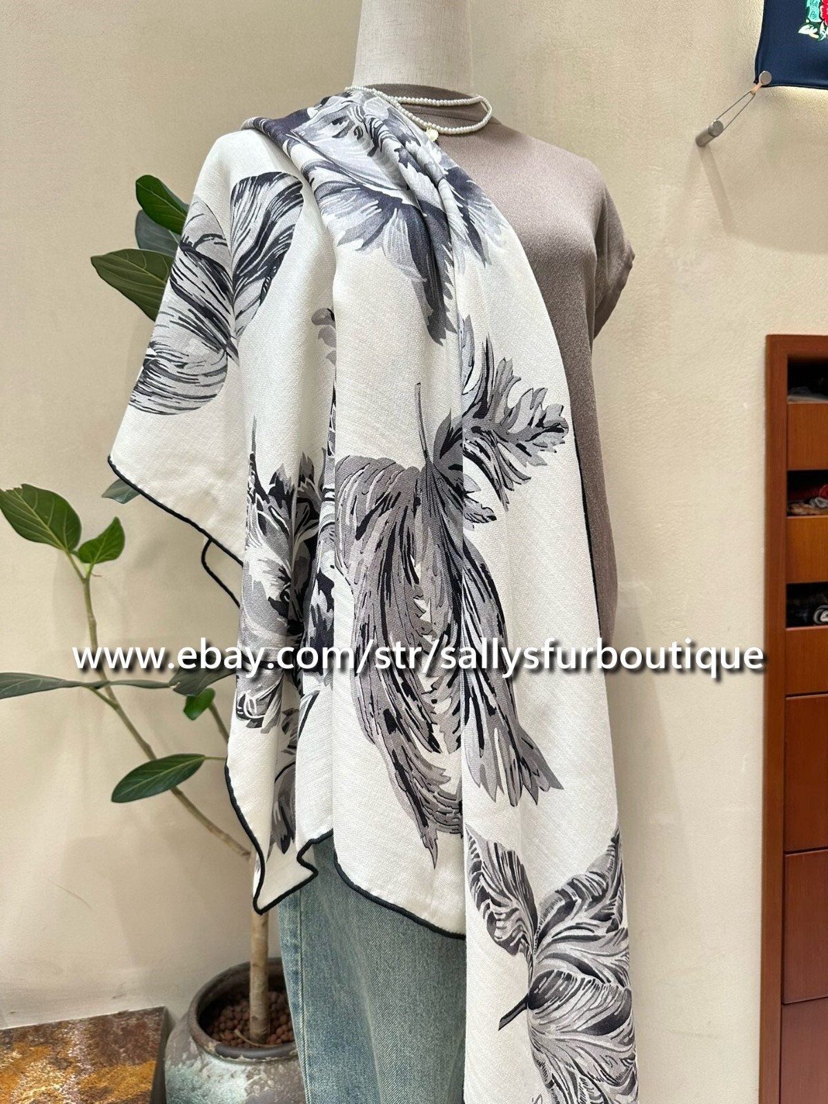 Sallys Cashmere & Silk Wrap Scarf Tulips Print 2 Face Triangle Shawl 190*90cm