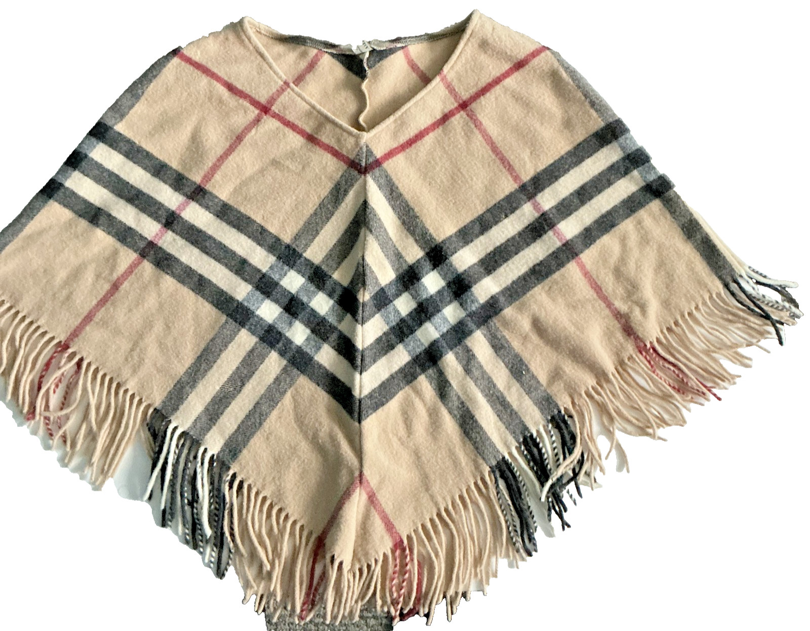 Burberry Wool Cashmere Shawl Poncho Cape Beige Black Red White Nova Check