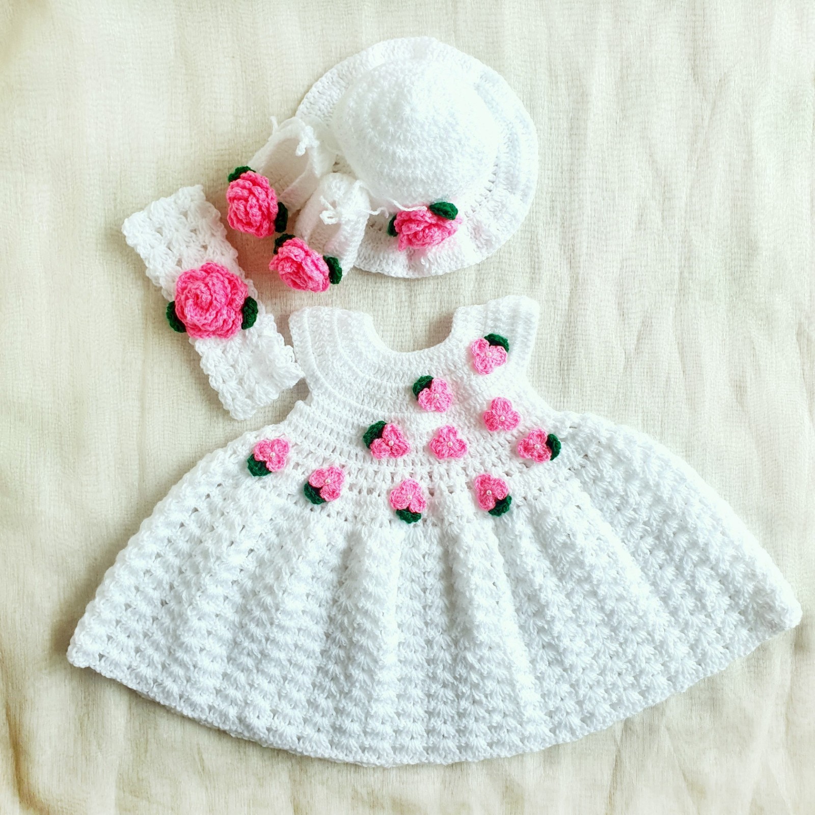 Baby Girl Soft Handmade Kit Crochet Dress for 0-3 months Kids