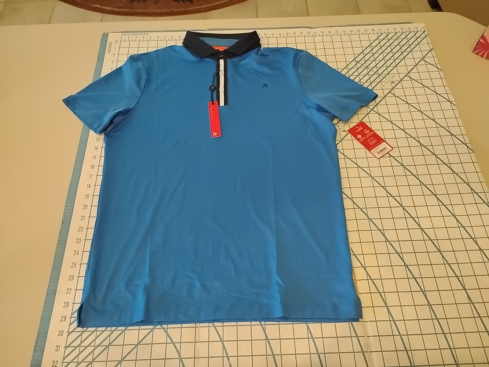 MENS SMALL ROYAL BLUE/BLUE WHITE COLLAR REDVANLY POLO SHIRT – NWT