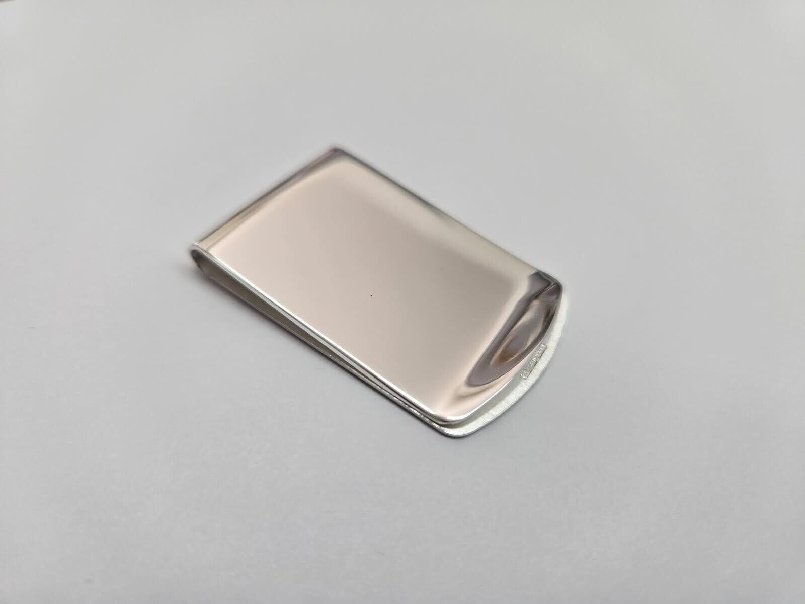 Sterling Silver Money Clip Plain Wide Closed Back Made in Italy 1 X 1 3/4 inch