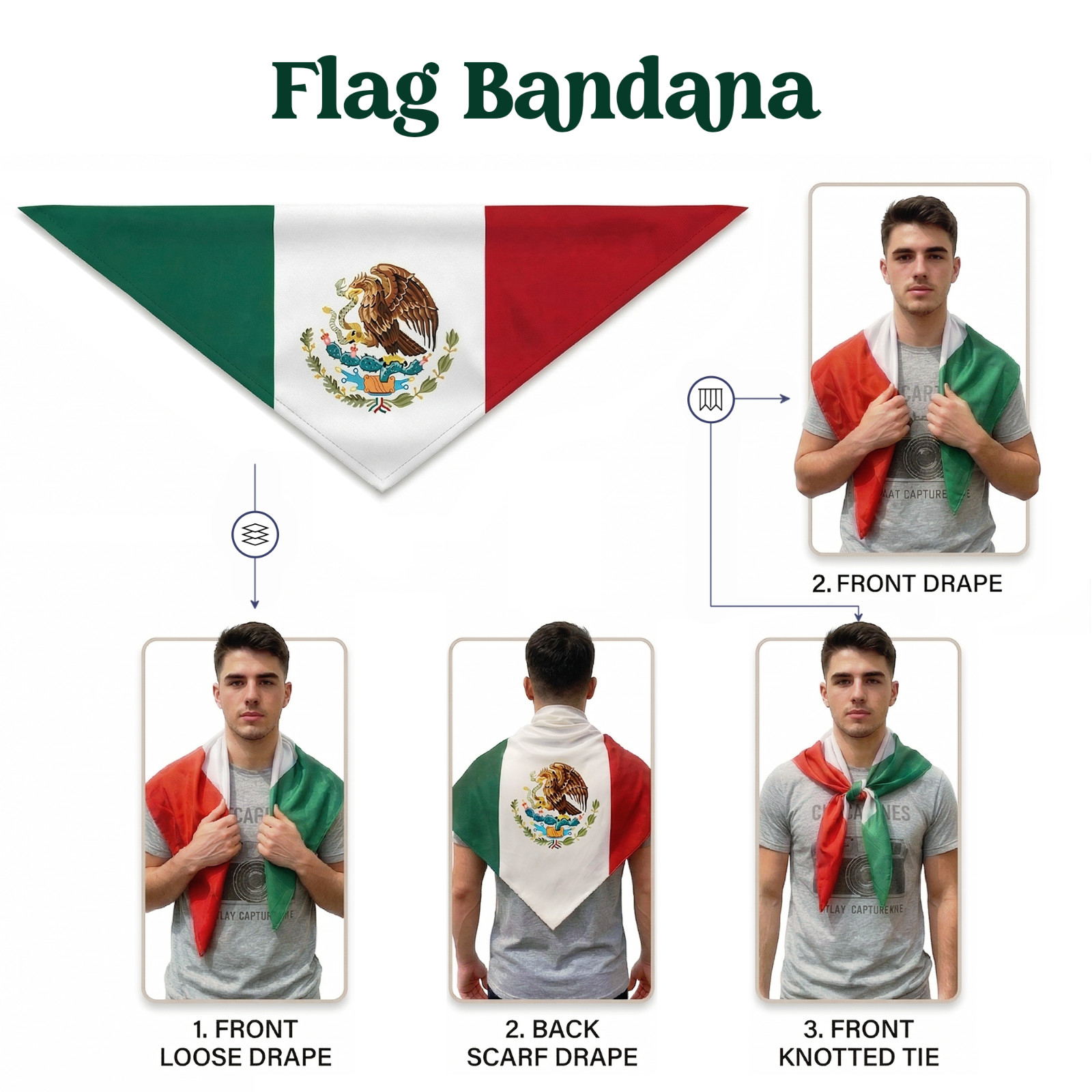 Patriotic USA-Canada-Mexico Flag Bandana, Sports Head Wrap for Soccer Fans