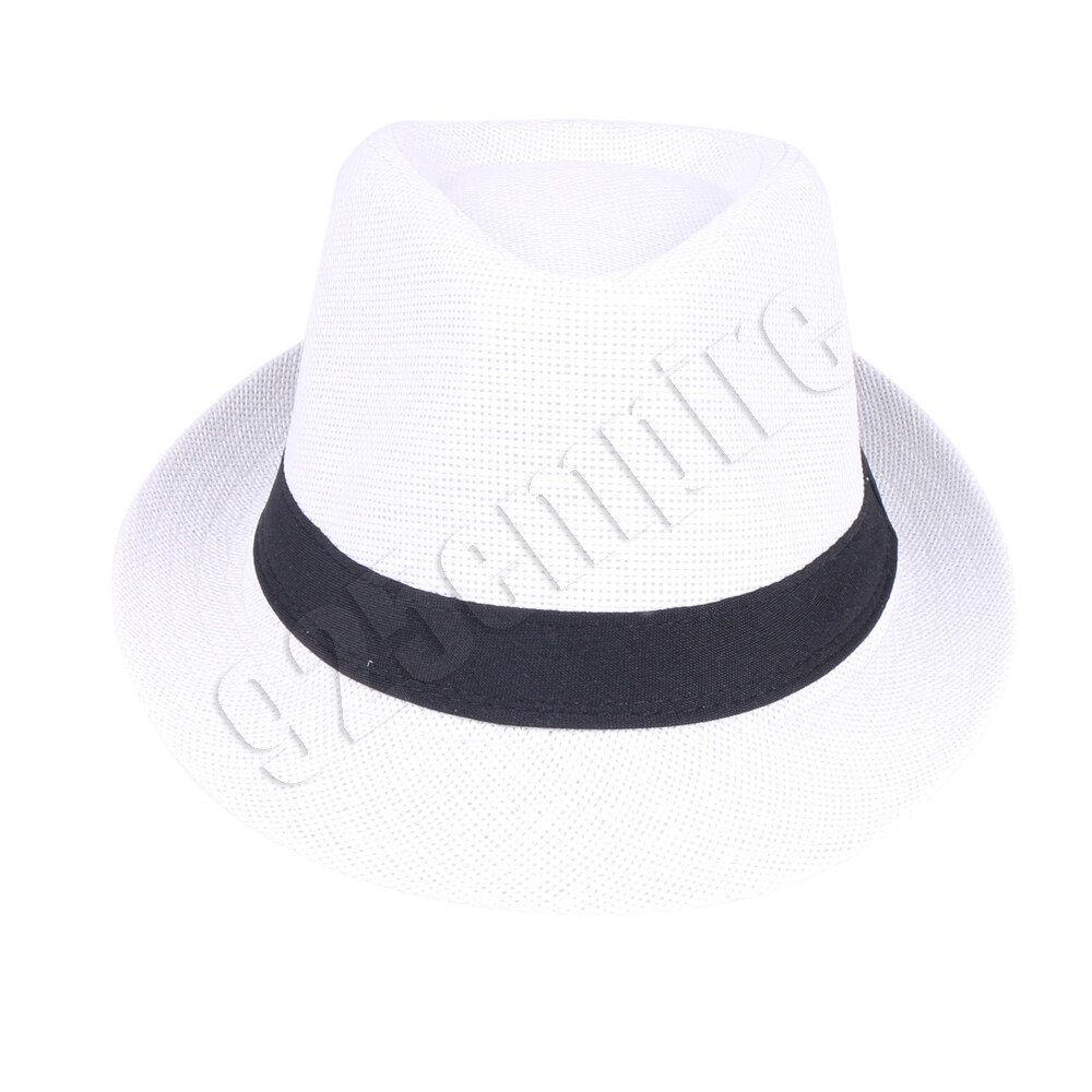 Women Men’s Short Brim Straw Fedora Hat Trilby Cuban Panama Summer Beach
