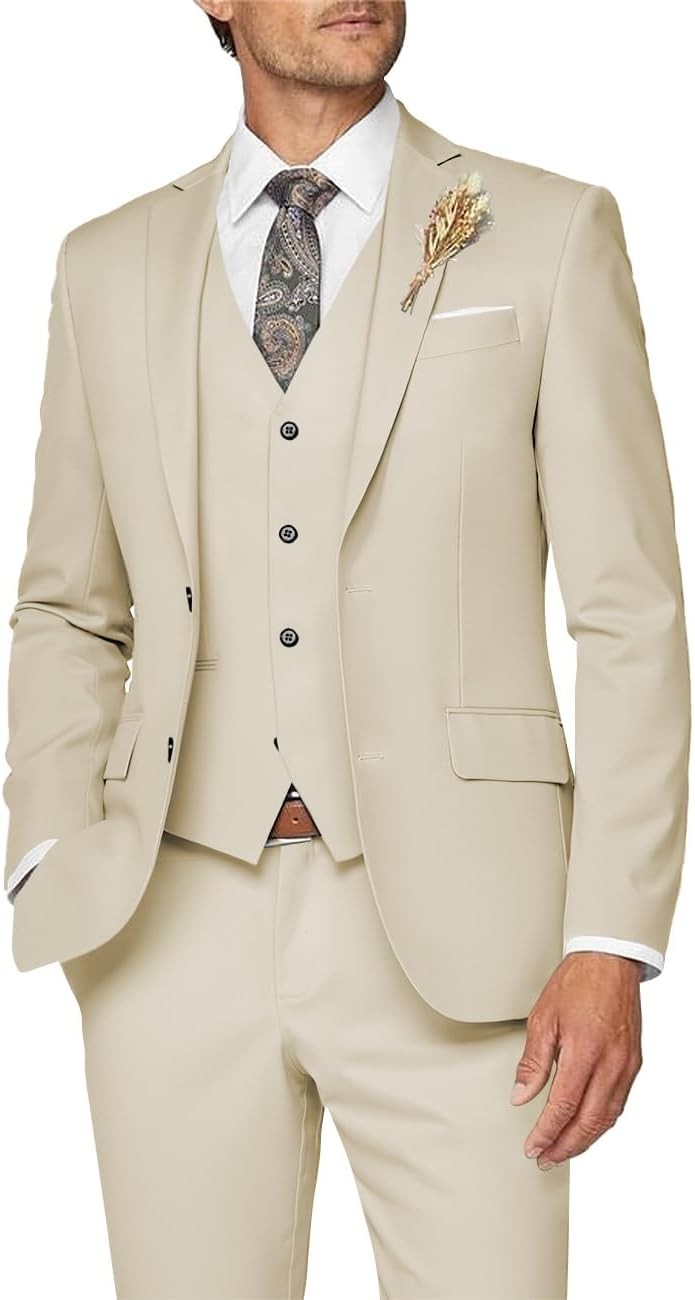 3 Piece Slim Fit Suit for Men Formal Business Wedding Prom Tuxedo Set