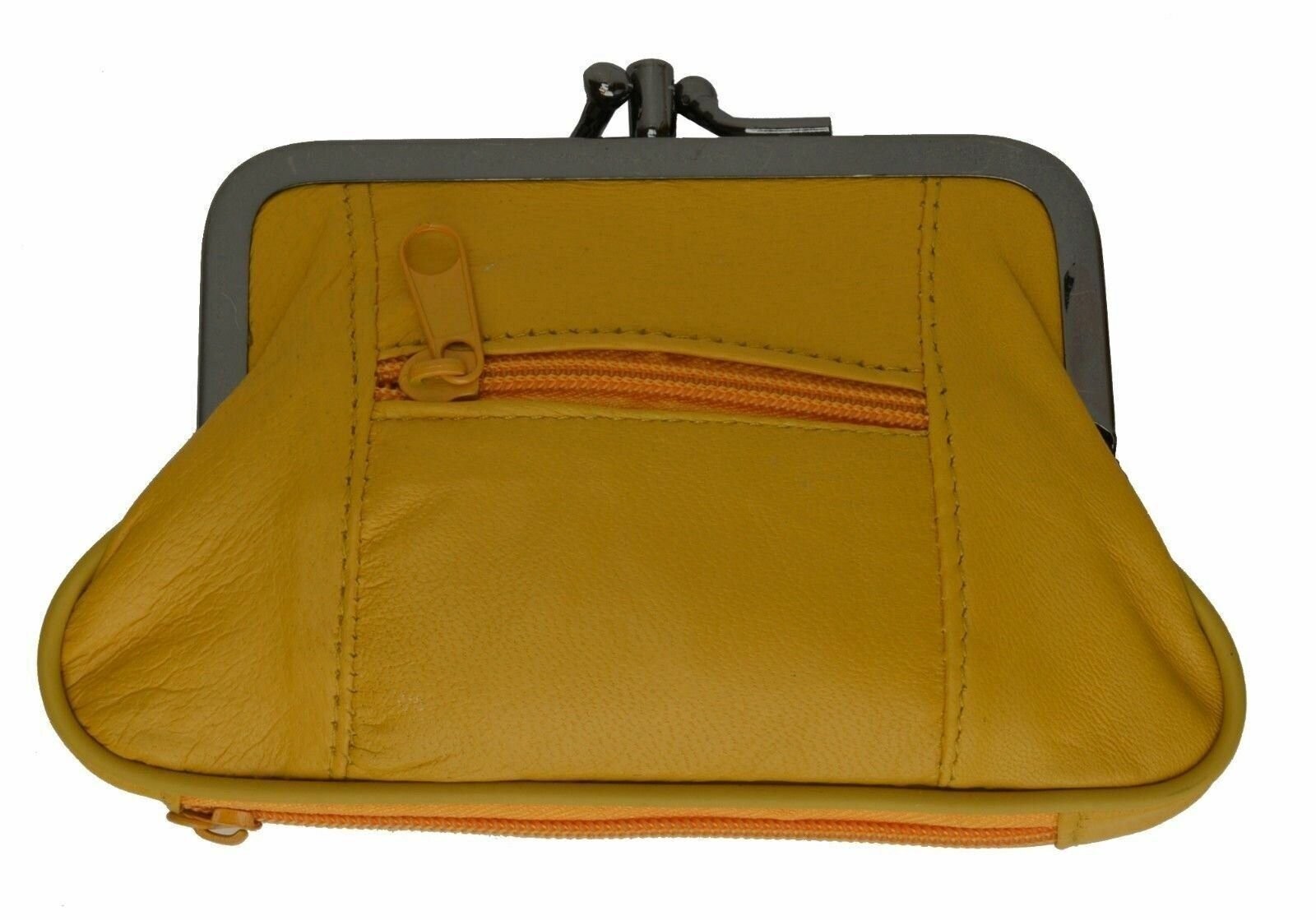 WOMEN’S COIN PURSE SIZE DOUBLE FRAME WITH 2 ZIPPER CHANGE PURSE 5″ x 3 3/16″