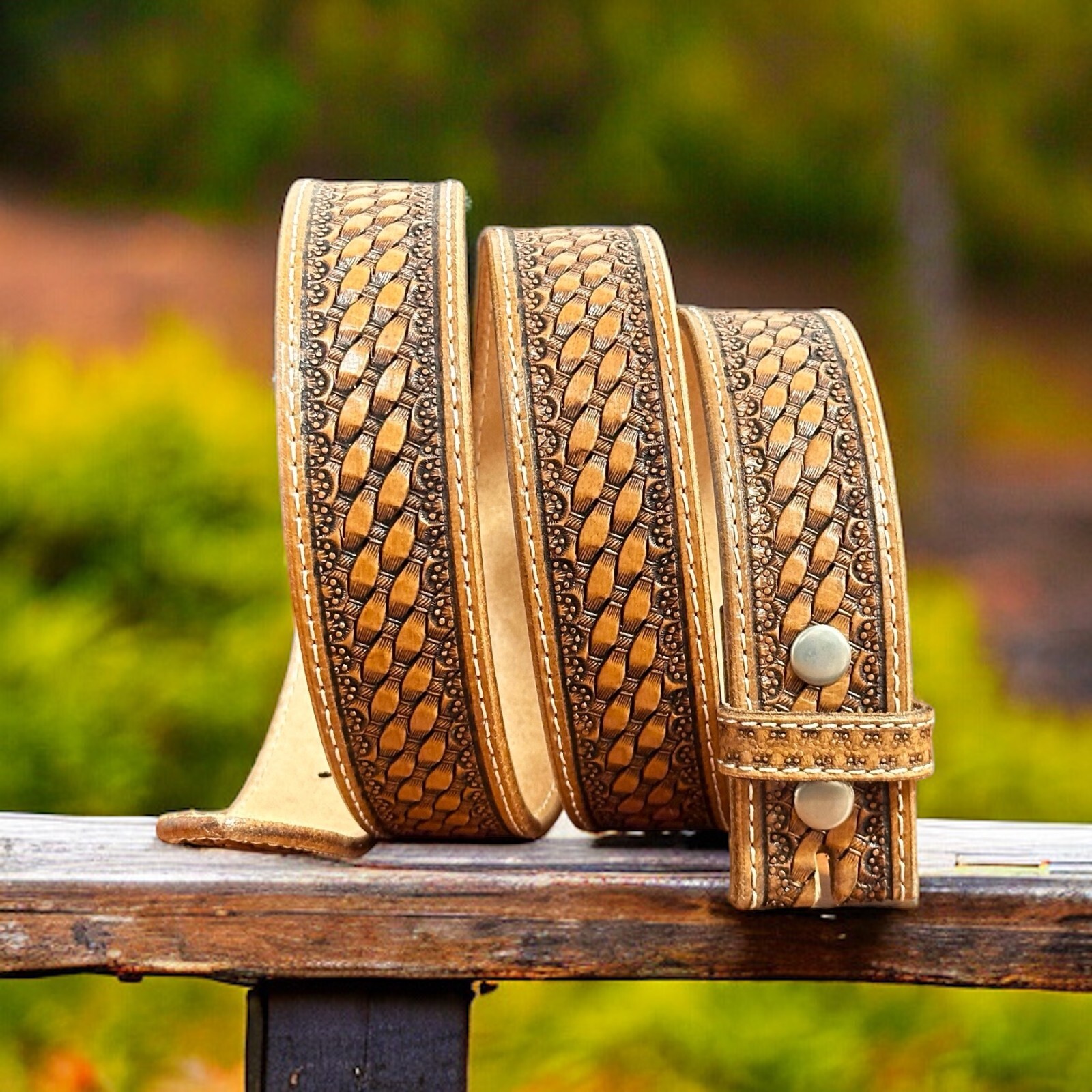 Western Belt Handmade Strap Men’s Full Grain Leather No Buckle Cowboy Rodeo Belt