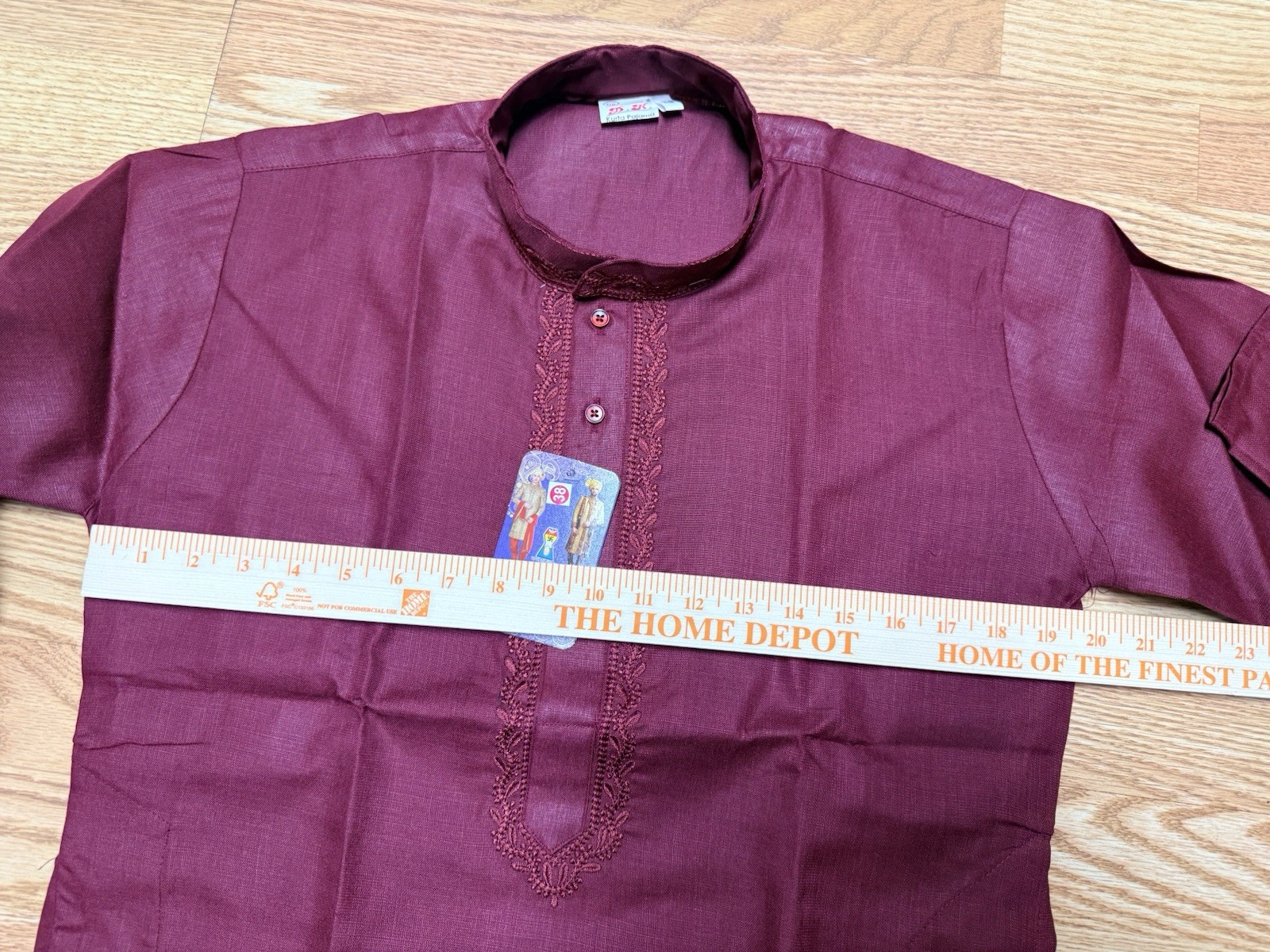 Maroon cotton embroi Haldi NWT Men’s Kurta PAJAMA SET SZ 38 M India-USA seller
